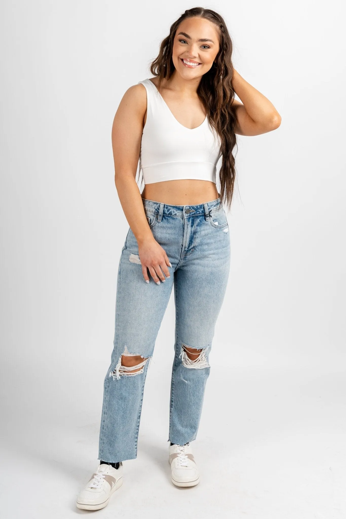 Modal jersey crop tank top ivory