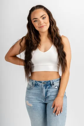 Modal jersey crop tank top ivory