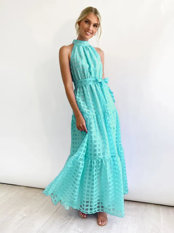 New Fashion Solid Color Halter Neck Dress