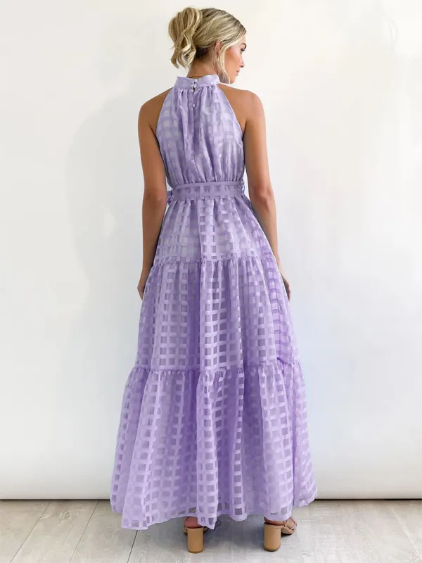 New Fashion Solid Color Halter Neck Dress