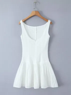 One-shoulder large backless slim lace single-breasted short dress