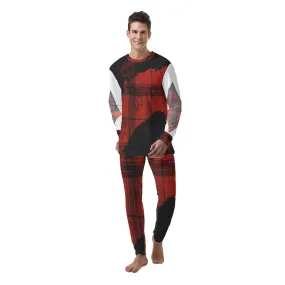 Plaid red/blk skulls Print Men's Pajamas