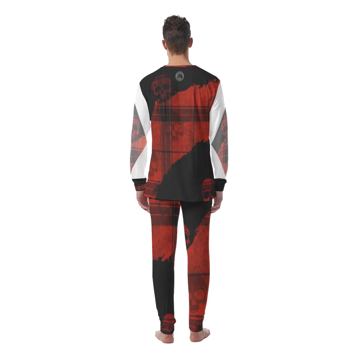 Plaid red/blk skulls Print Men's Pajamas