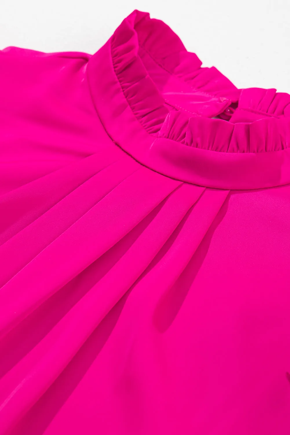 Pleated Frilled Trim Sleeveless Top