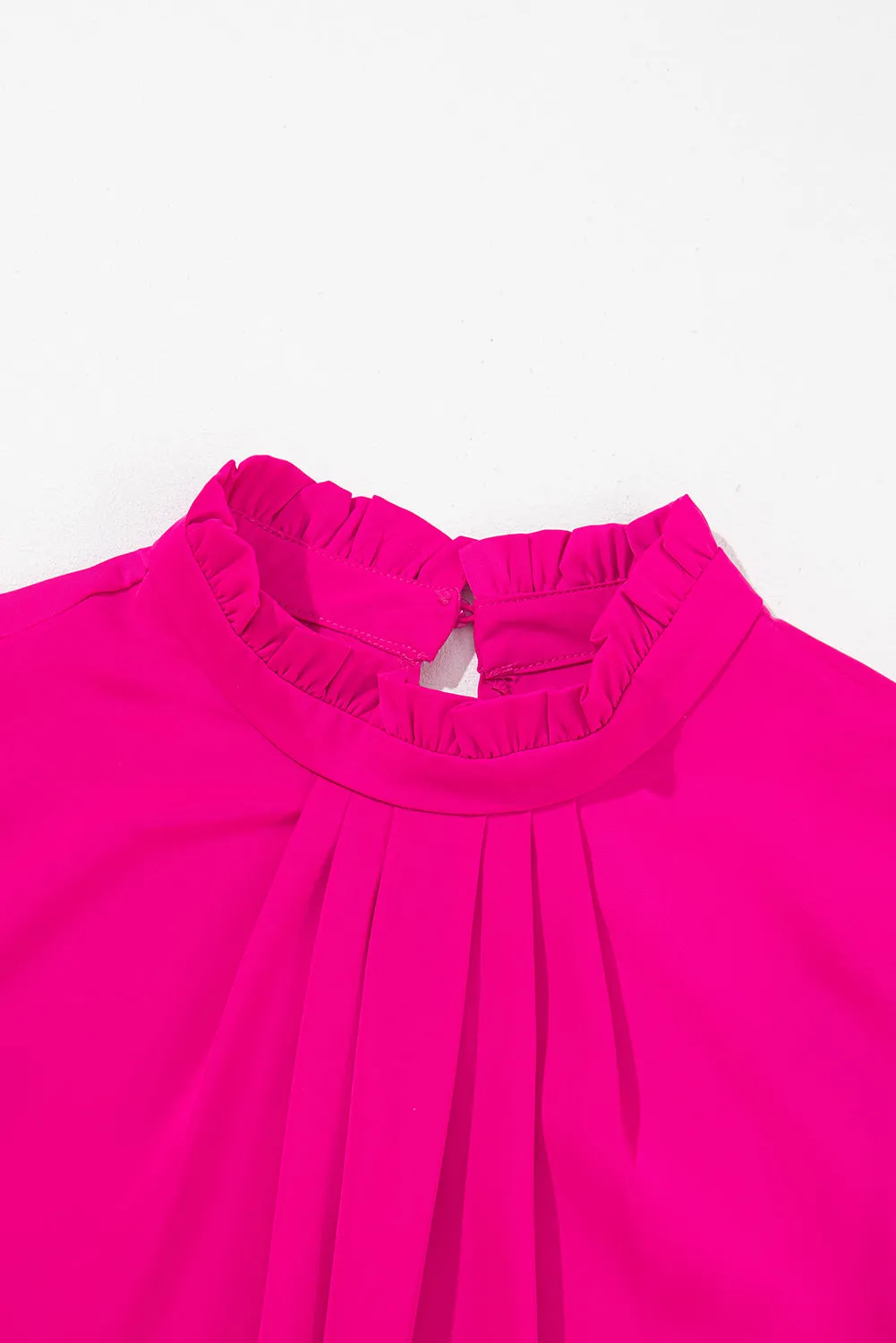 Pleated Frilled Trim Sleeveless Top