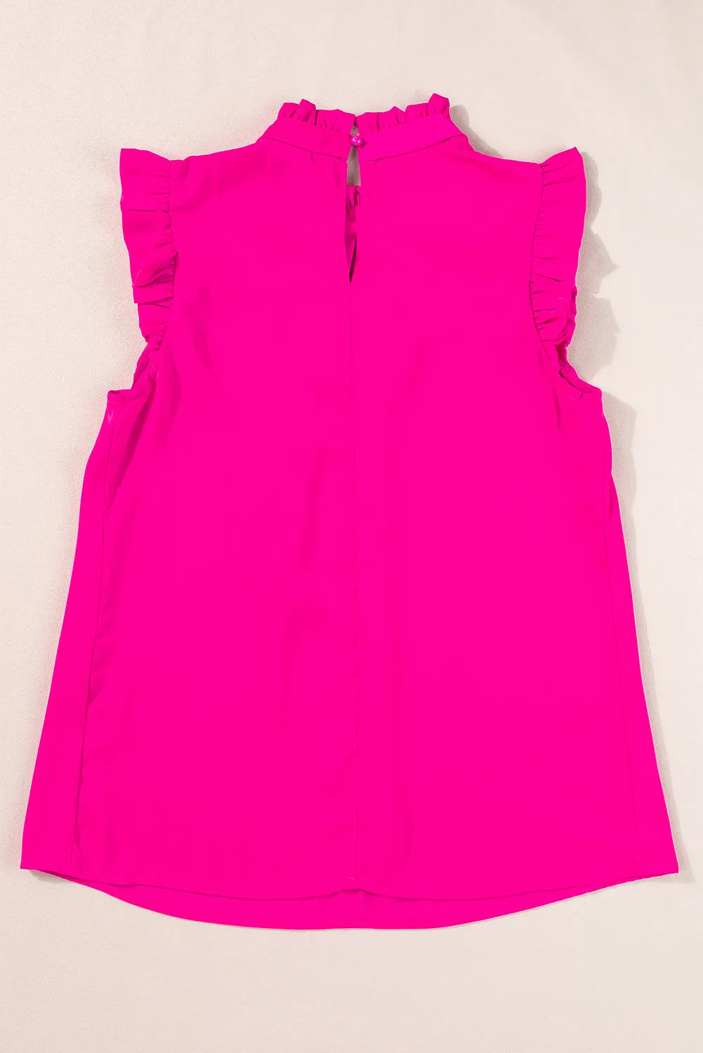 Pleated Frilled Trim Sleeveless Top