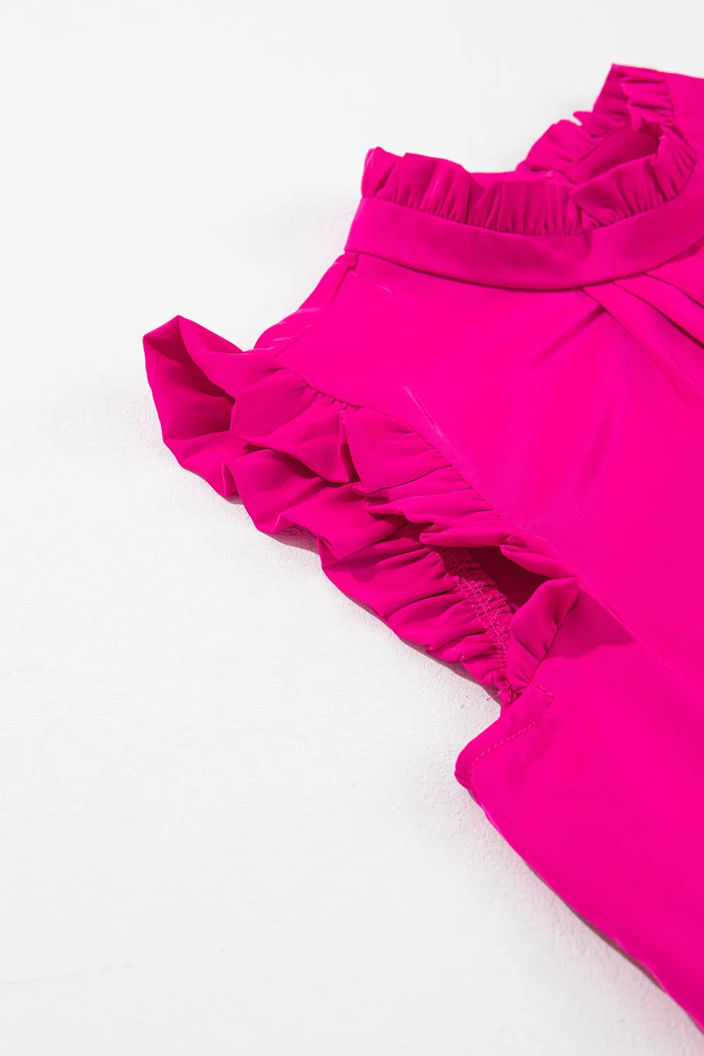 Pleated Frilled Trim Sleeveless Top