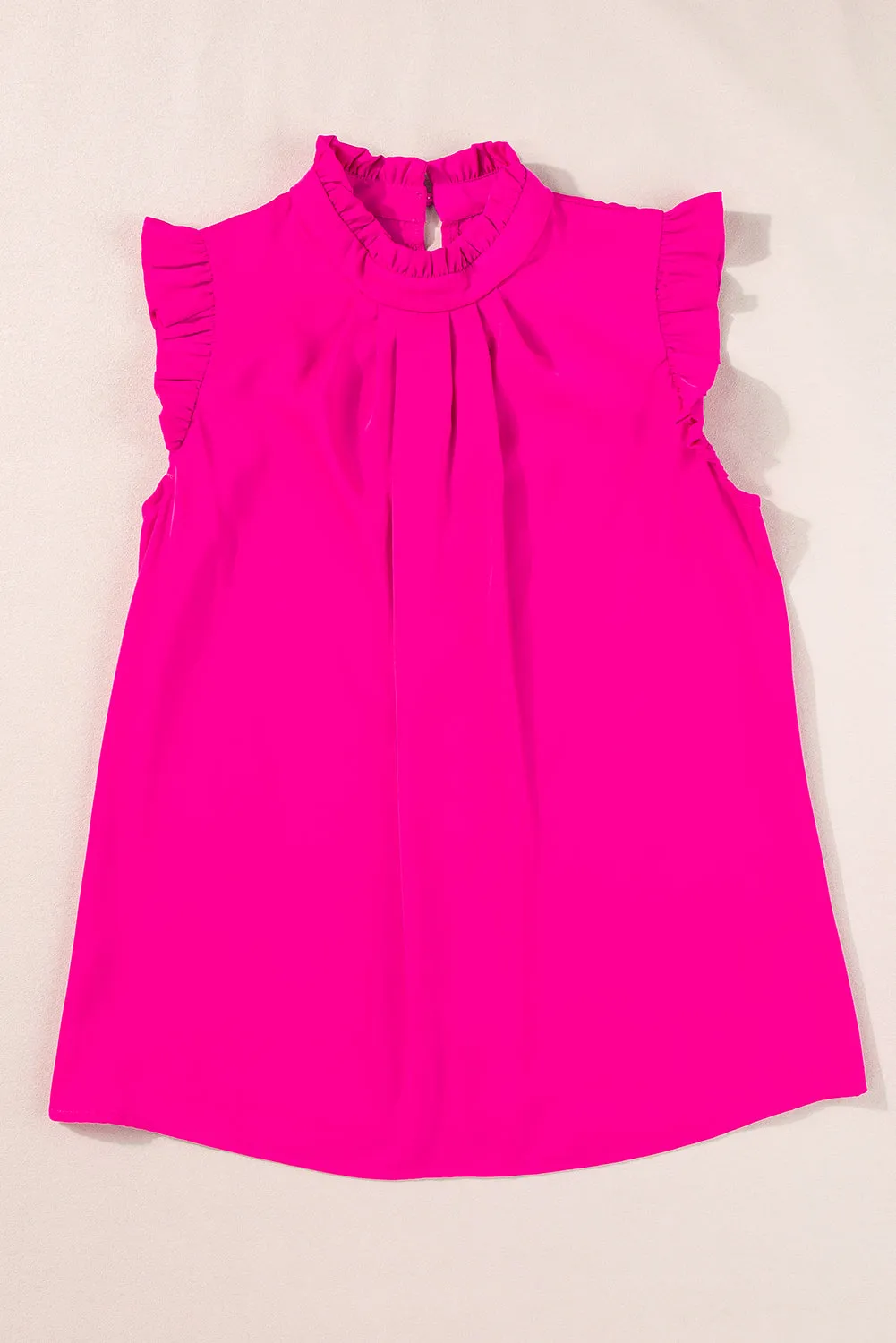 Pleated Frilled Trim Sleeveless Top