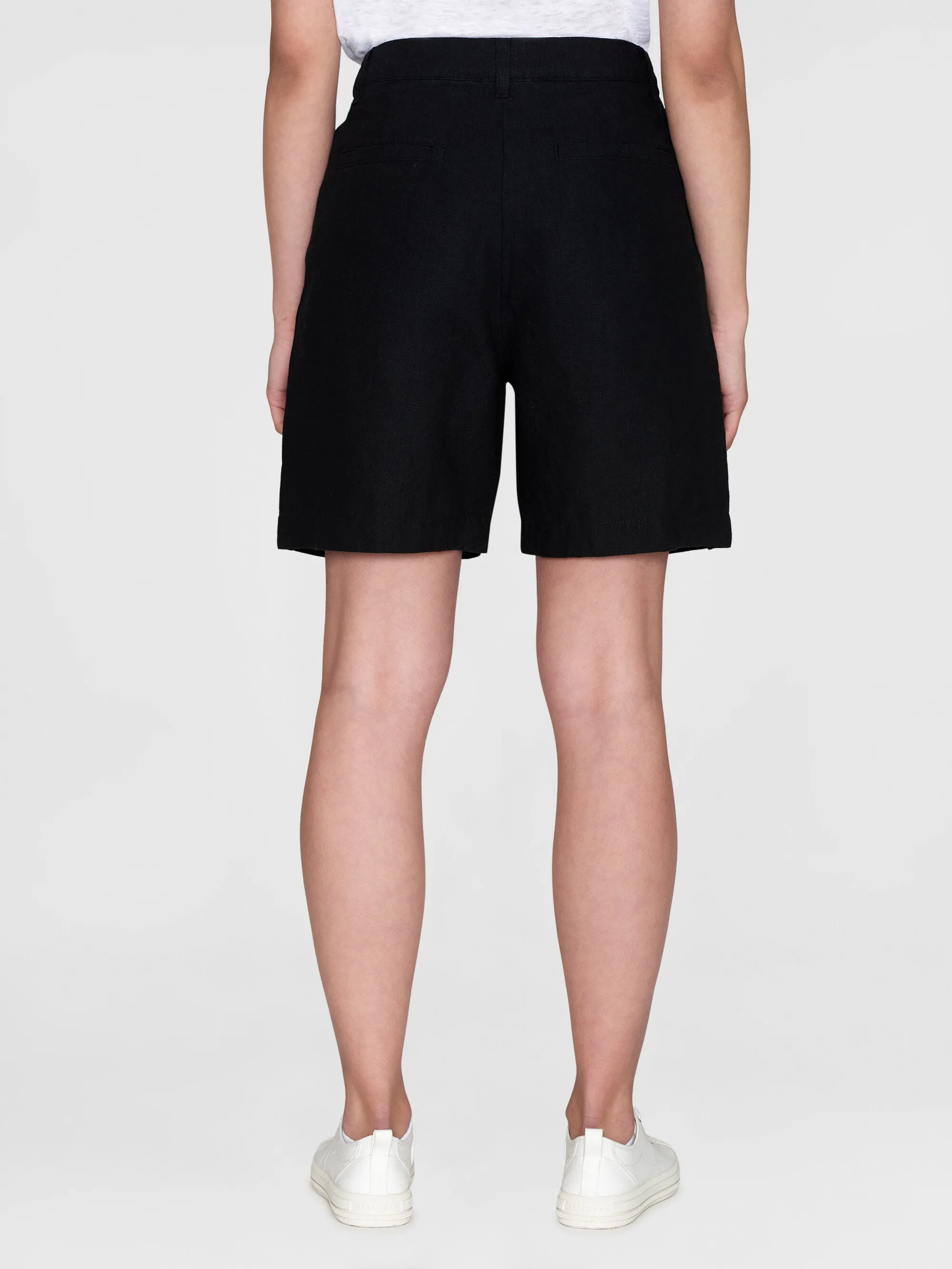 POSEY wide high-rise linen shorts - GOTS/Vegan - Black Jet