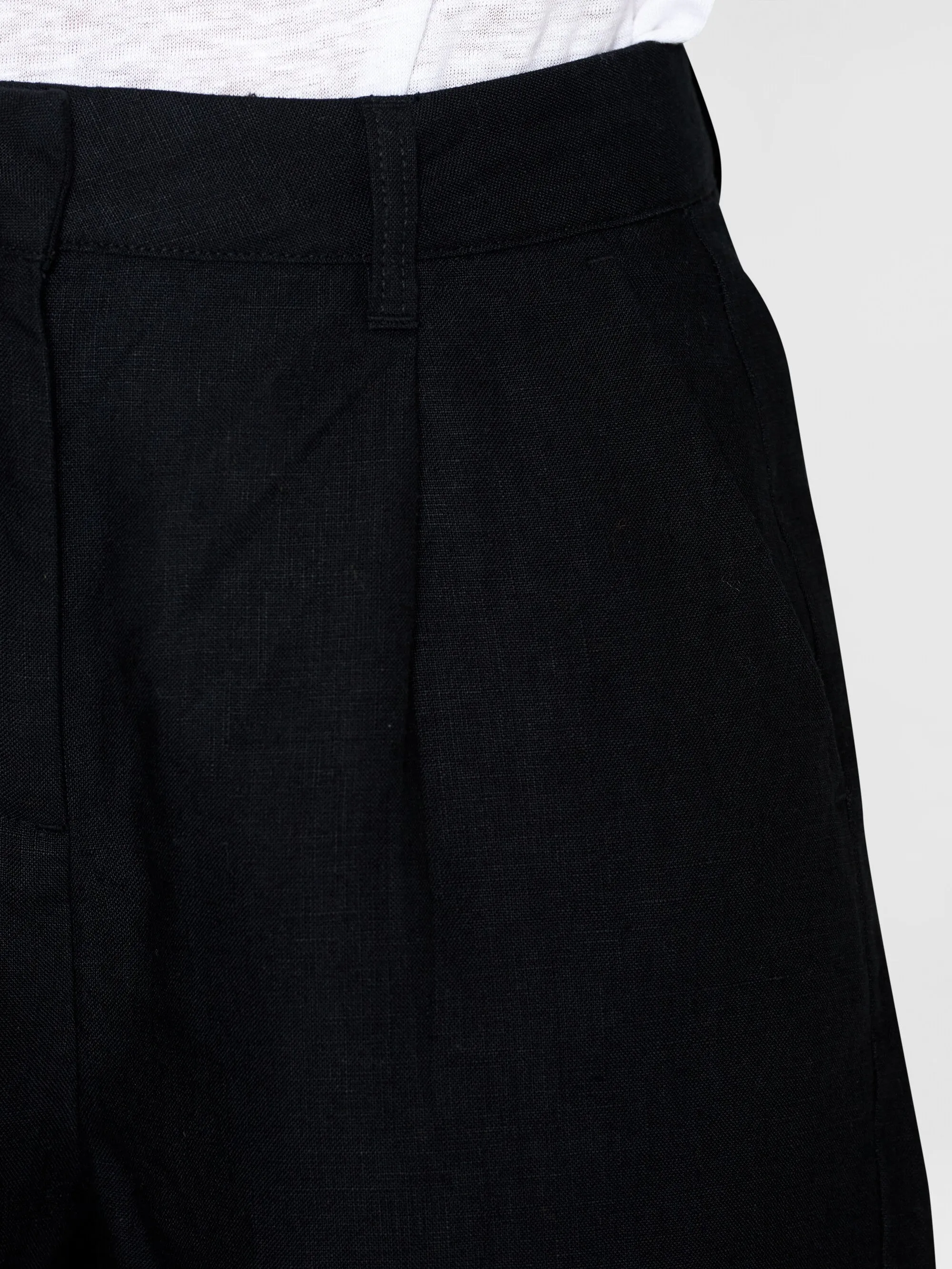 POSEY wide high-rise linen shorts - GOTS/Vegan - Black Jet