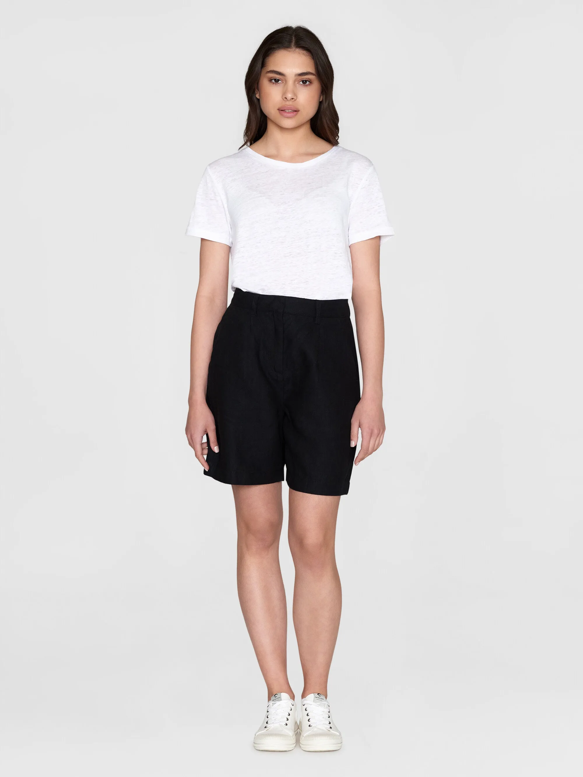 POSEY wide high-rise linen shorts - GOTS/Vegan - Black Jet
