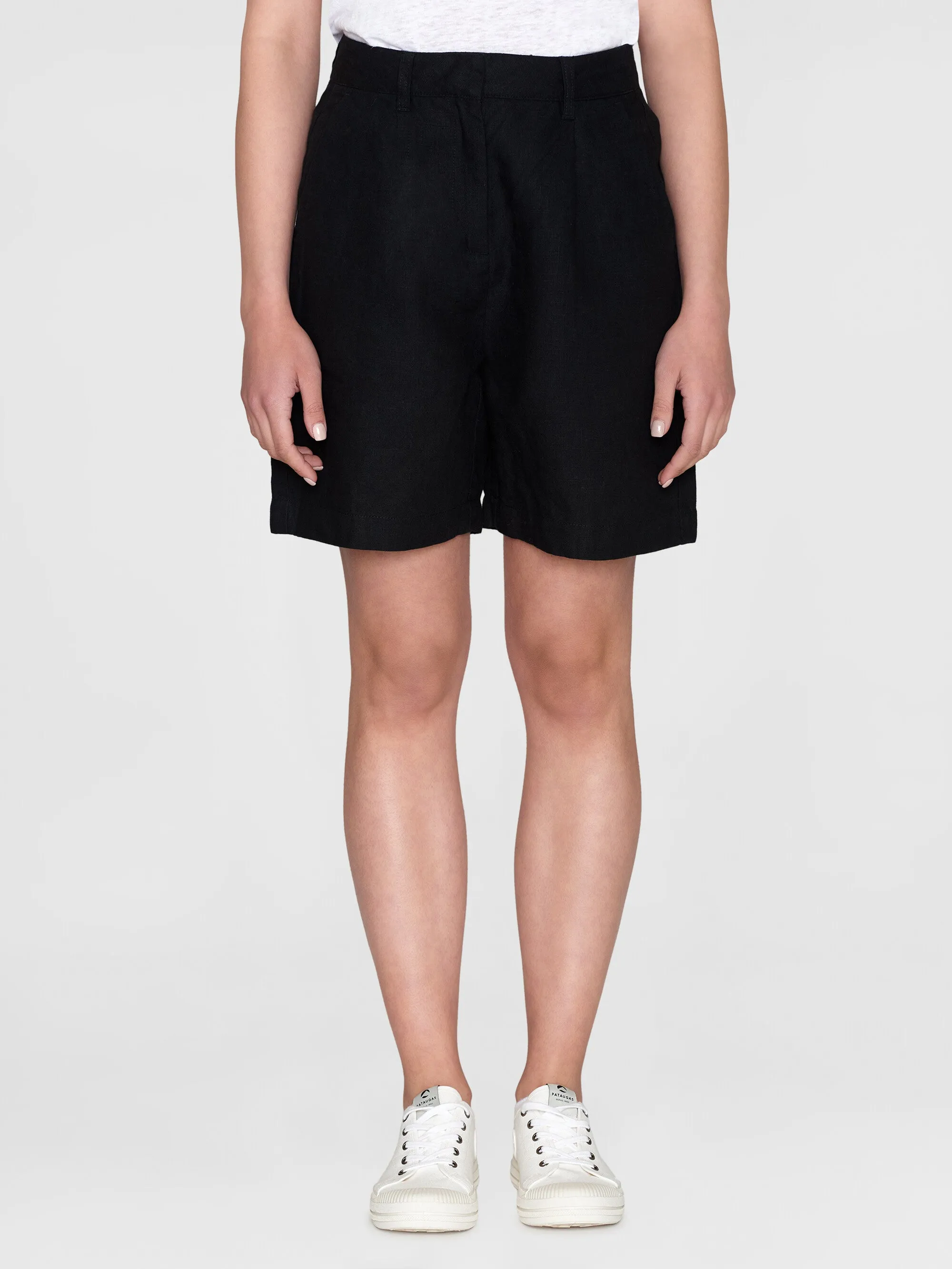 POSEY wide high-rise linen shorts - GOTS/Vegan - Black Jet
