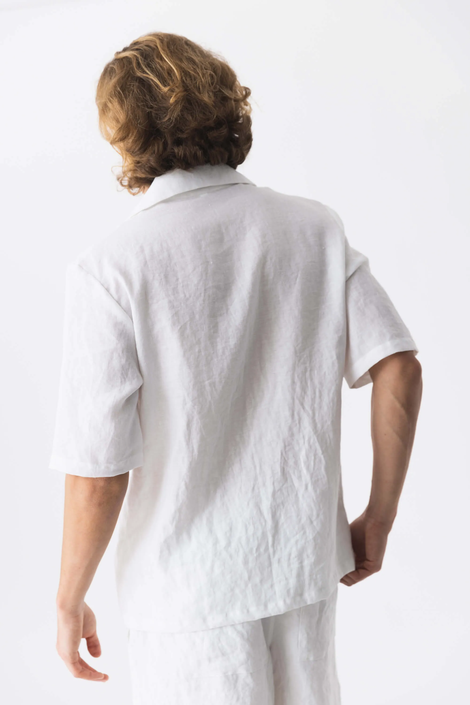 Short-sleeved linen pajamas burgundy - Emanuel