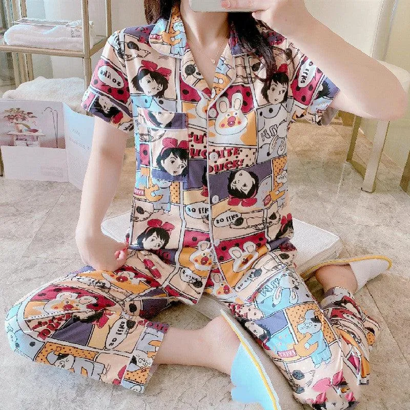 Short-Sleeved Trousers Cardigan Pajamas Home Service