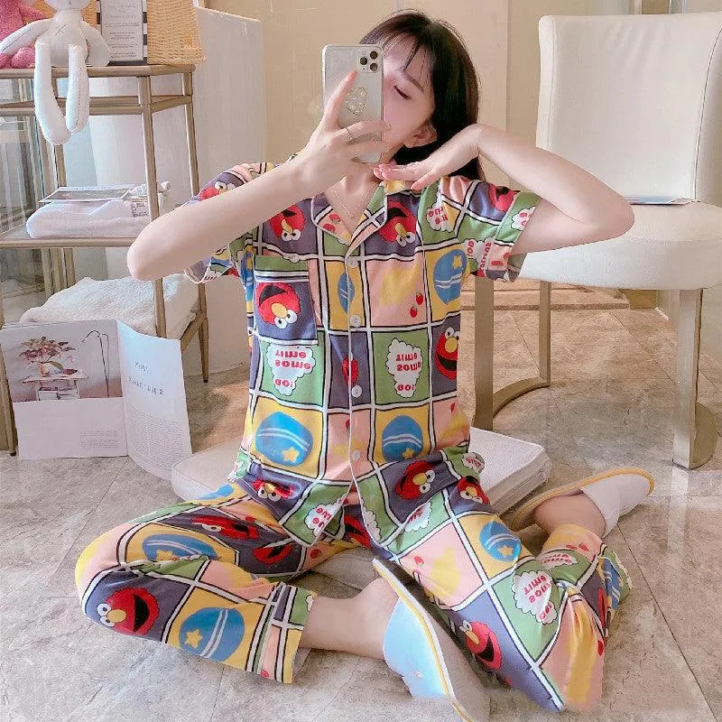 Short-Sleeved Trousers Cardigan Pajamas Home Service