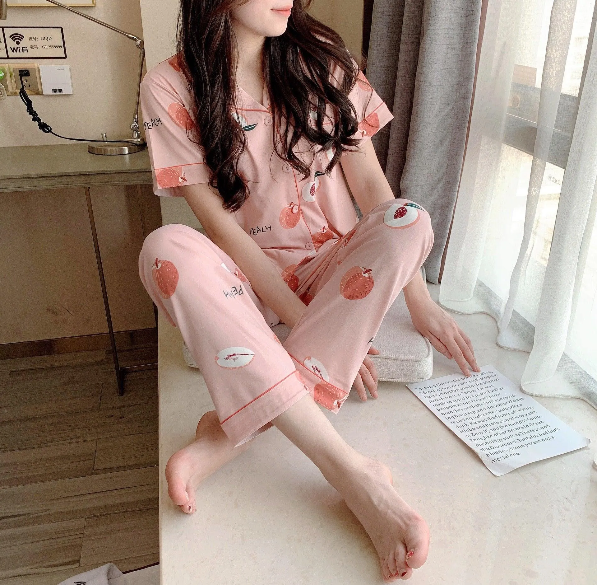Short-Sleeved Trousers Cardigan Pajamas Home Service