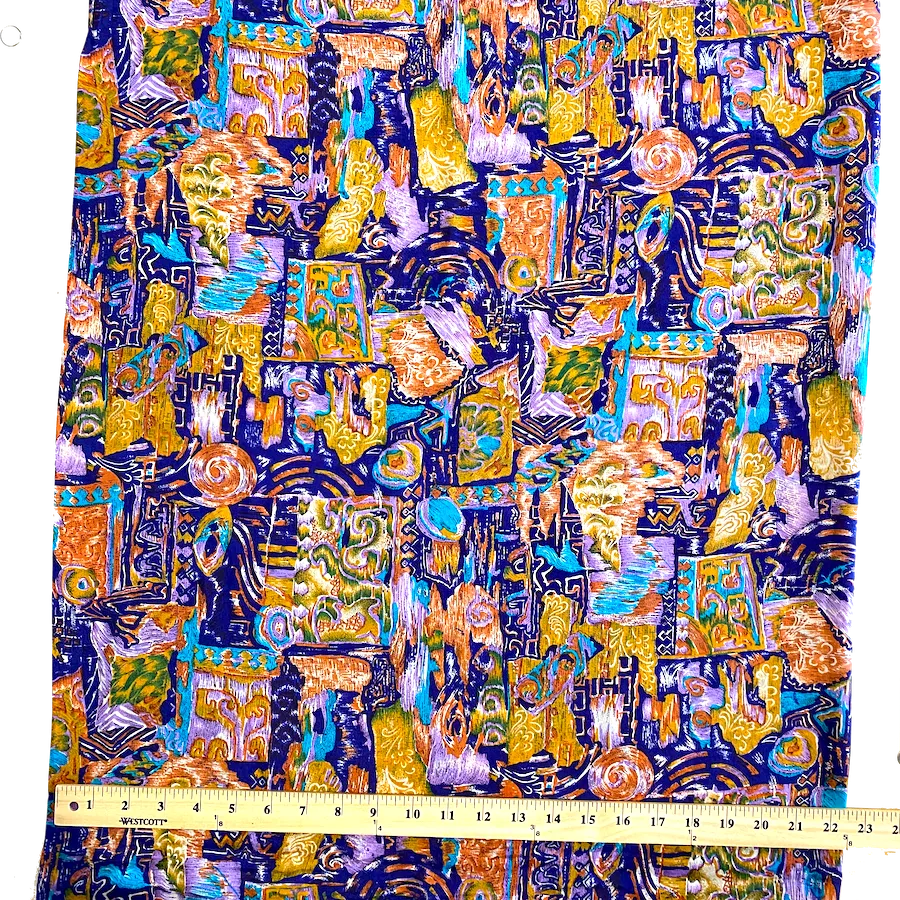 Silk Charmeuse Print, Abstract Oranges/Purples, Liquid Drape 45" x 141" PIECE #SR-42