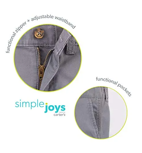 Simple Joys by Carter's Baby Boys' Toddler 2-Pack Flat Front Shorts, Mint, Gray, 4T