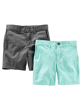 Simple Joys by Carter's Baby Boys' Toddler 2-Pack Flat Front Shorts, Mint, Gray, 4T