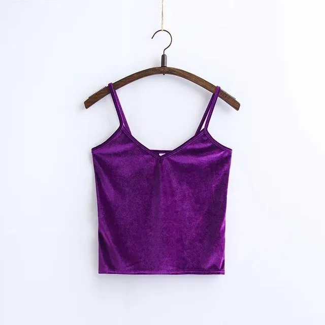 Slim Thin Sexy Velvet Women Short Tank Top 2018 Summer Fashion Casual Ladies Vest Camis Female Blusa Cropped Tops Camisole