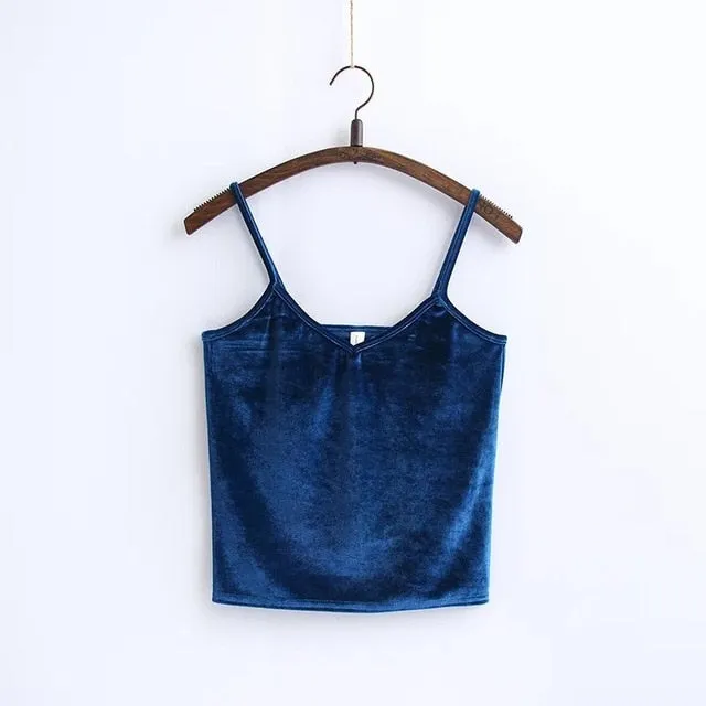 Slim Thin Sexy Velvet Women Short Tank Top 2018 Summer Fashion Casual Ladies Vest Camis Female Blusa Cropped Tops Camisole