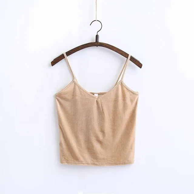 Slim Thin Sexy Velvet Women Short Tank Top 2018 Summer Fashion Casual Ladies Vest Camis Female Blusa Cropped Tops Camisole