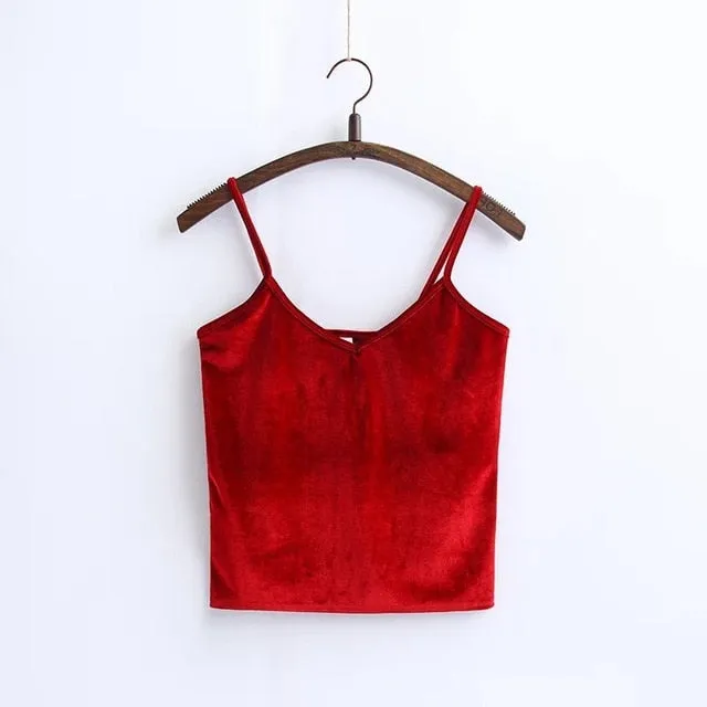 Slim Thin Sexy Velvet Women Short Tank Top 2018 Summer Fashion Casual Ladies Vest Camis Female Blusa Cropped Tops Camisole
