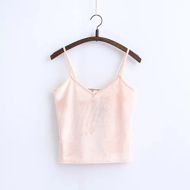 Slim Thin Sexy Velvet Women Short Tank Top 2018 Summer Fashion Casual Ladies Vest Camis Female Blusa Cropped Tops Camisole