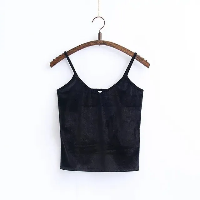 Slim Thin Sexy Velvet Women Short Tank Top 2018 Summer Fashion Casual Ladies Vest Camis Female Blusa Cropped Tops Camisole