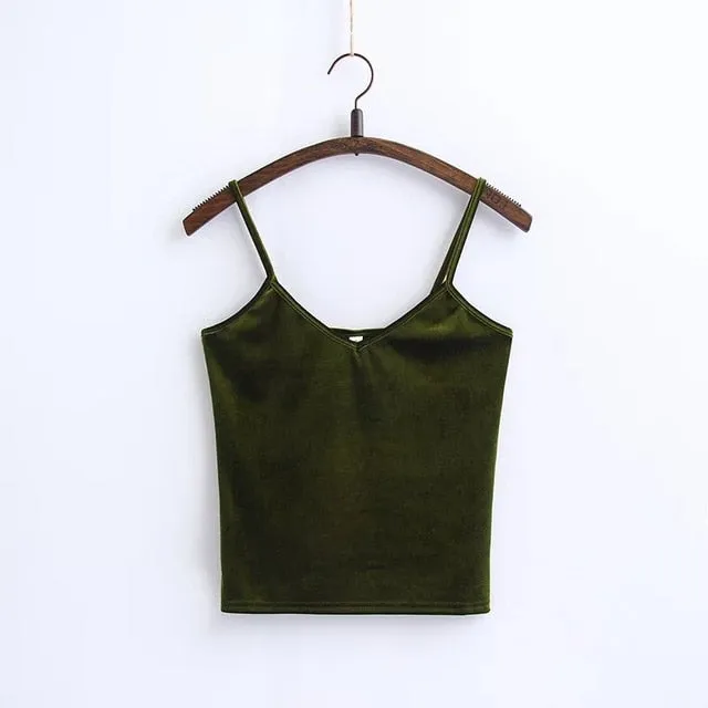 Slim Thin Sexy Velvet Women Short Tank Top 2018 Summer Fashion Casual Ladies Vest Camis Female Blusa Cropped Tops Camisole