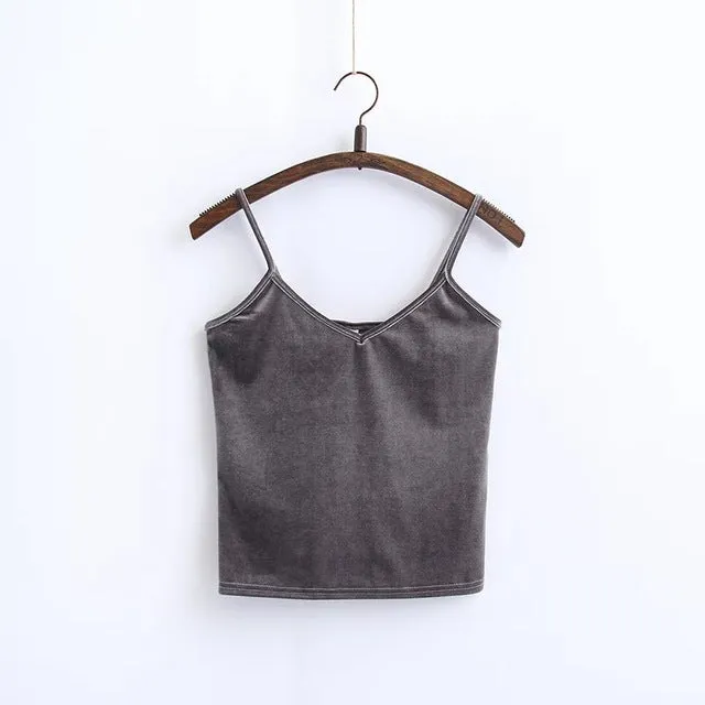 Slim Thin Sexy Velvet Women Short Tank Top 2018 Summer Fashion Casual Ladies Vest Camis Female Blusa Cropped Tops Camisole