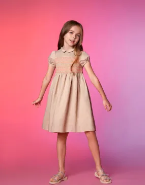Smocked Bodice Collared Dress