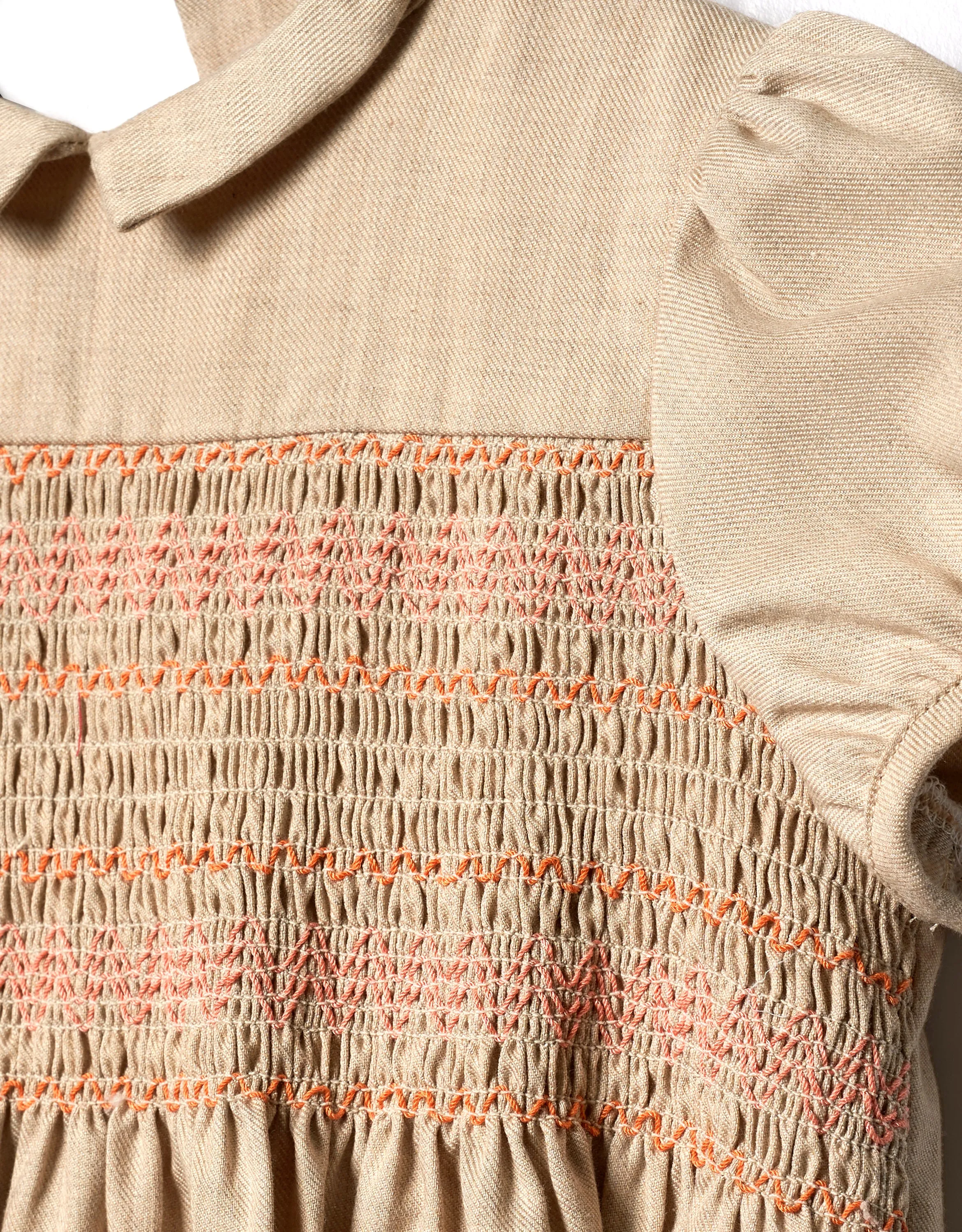 Smocked Bodice Collared Dress
