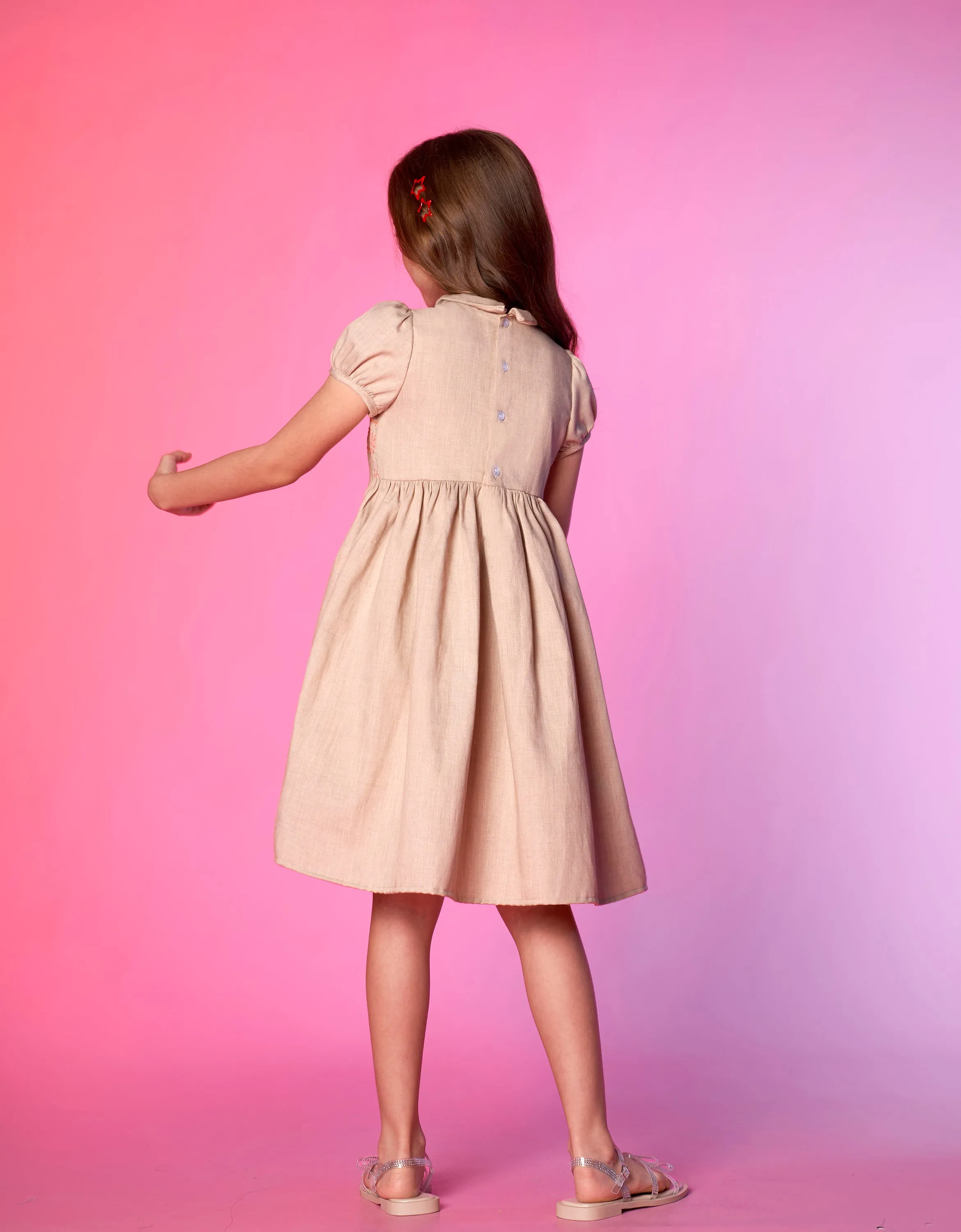 Smocked Bodice Collared Dress