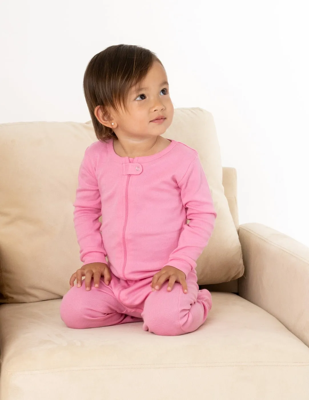 Solid Color Pink Footed Pajamas