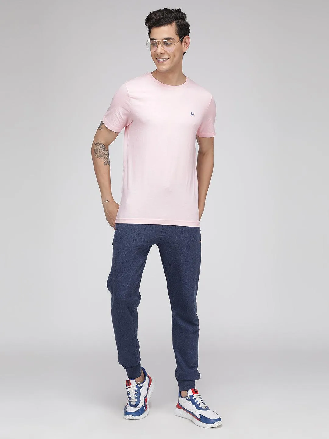 Sporto Men's Round Neck Cotton Tee Pack of - 3 (Pink   Ocean   Mimosa)