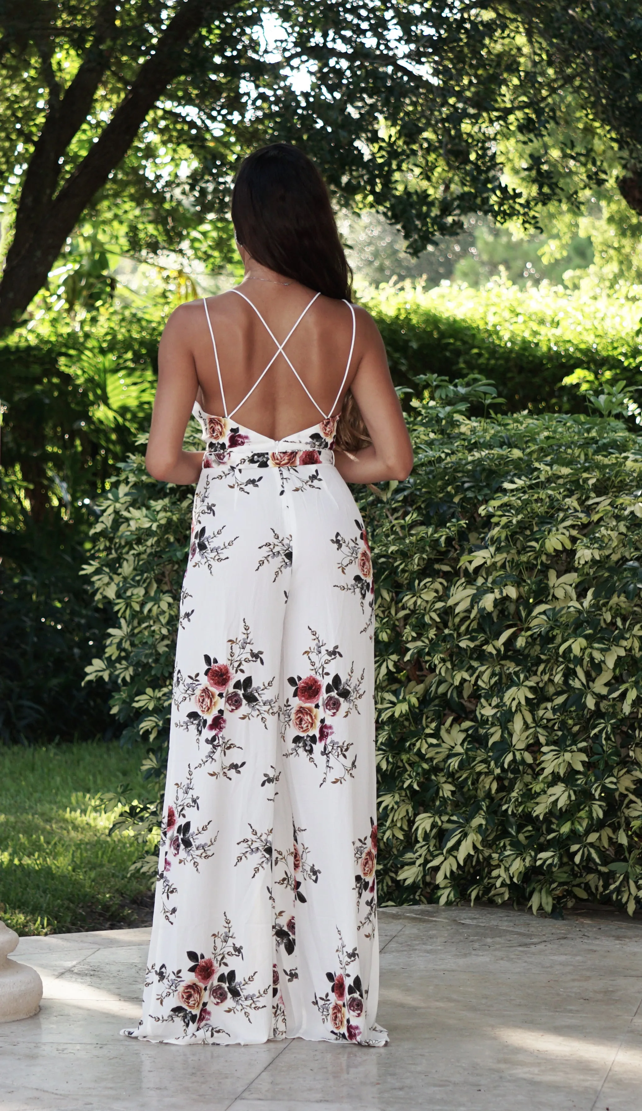 Sweet Center Slit Jumpsuit - Floral