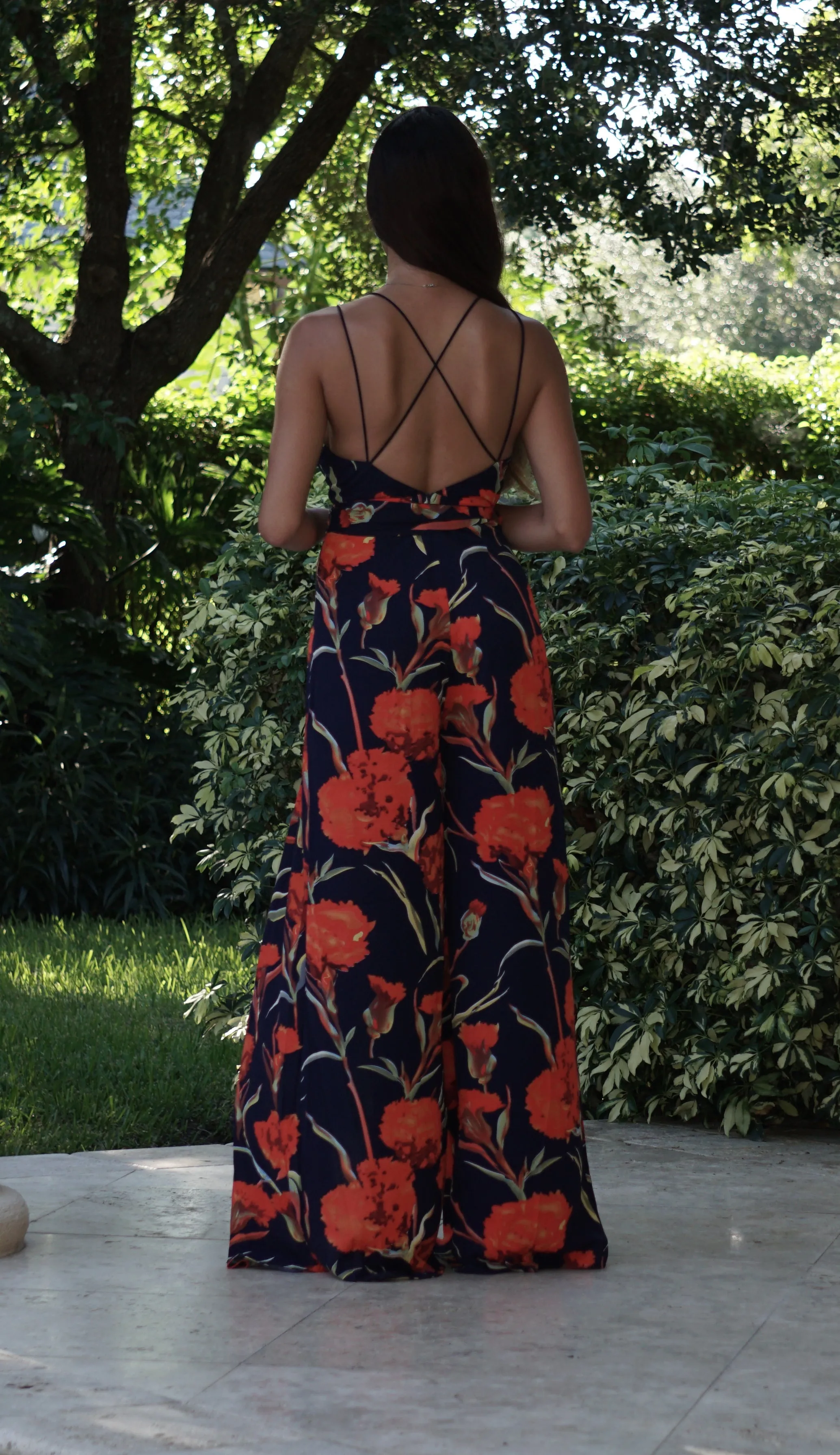 Sweet Center Slit Jumpsuit - Floral