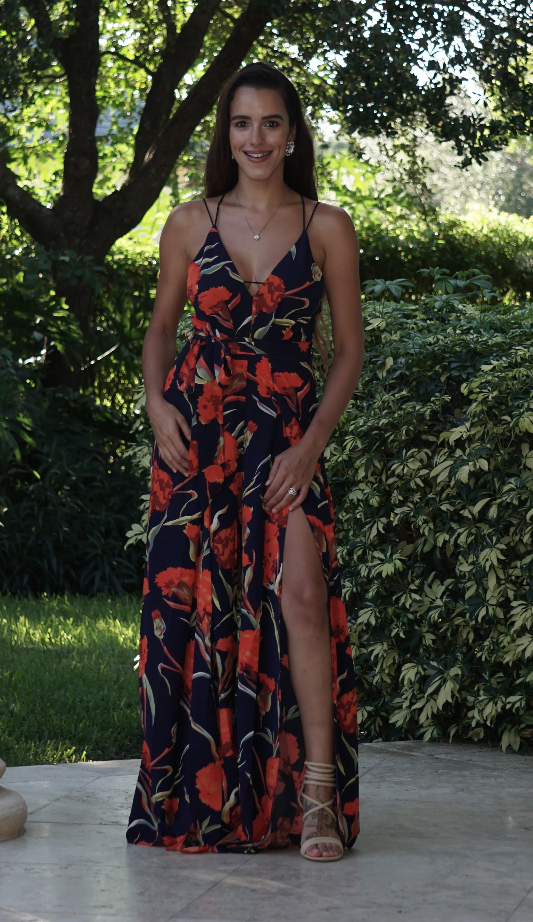 Sweet Center Slit Jumpsuit - Floral