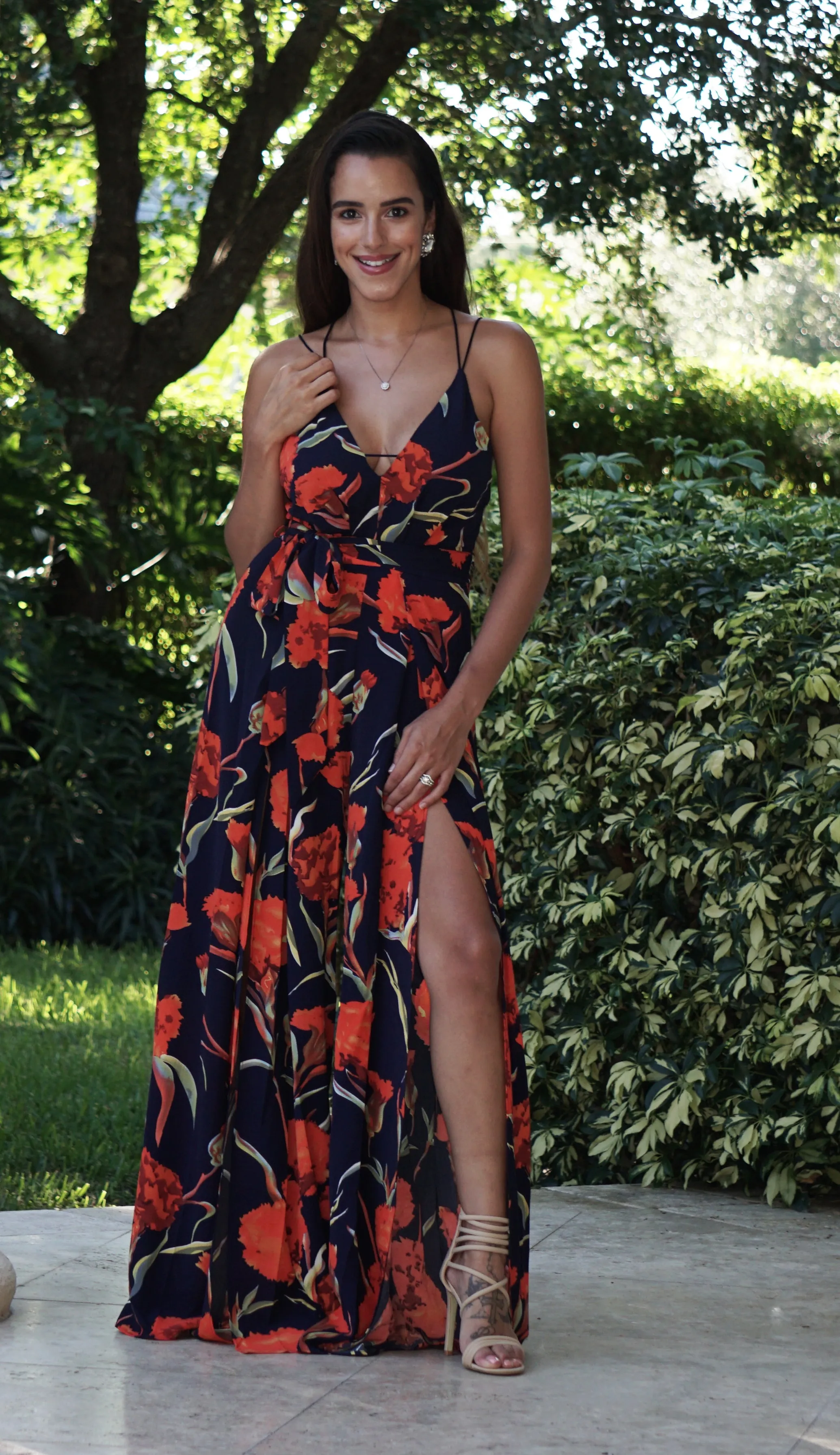 Sweet Center Slit Jumpsuit - Floral