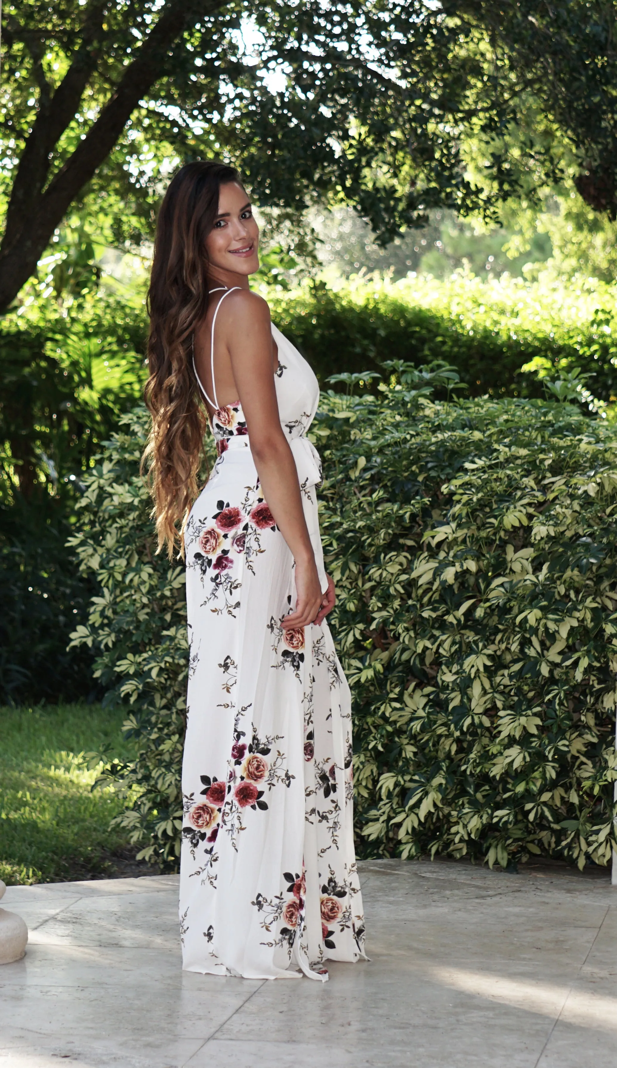 Sweet Center Slit Jumpsuit - Floral