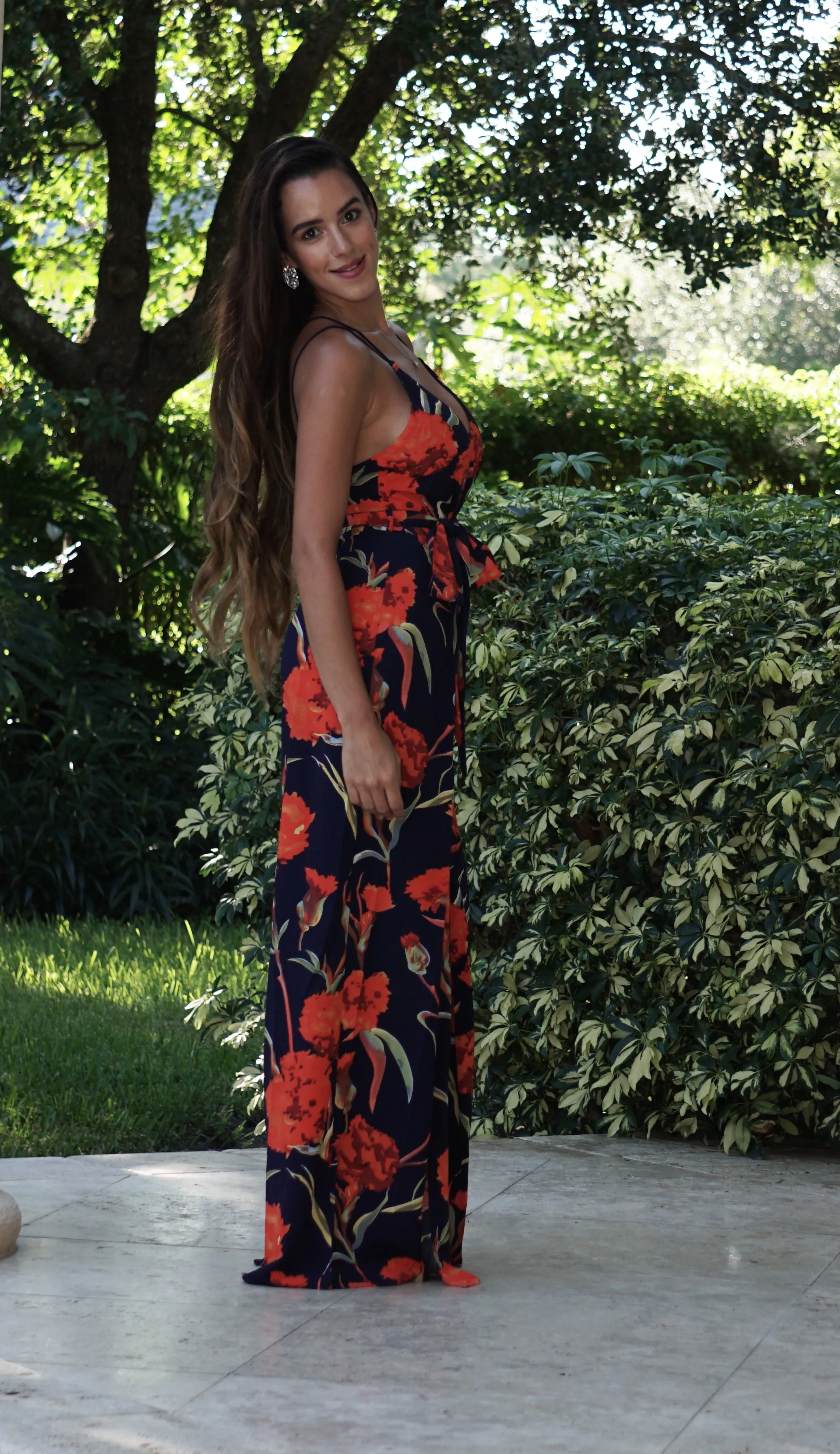 Sweet Center Slit Jumpsuit - Floral