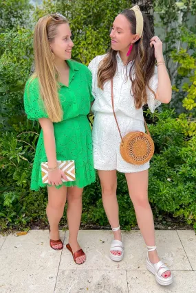 Sweeter than Ever White Eyelet Lace High-Waisted Shorts