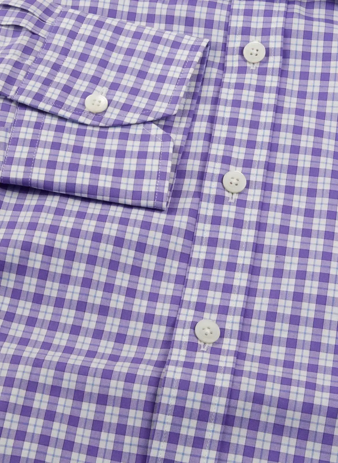 Thomas Pink Classic Fit Check Formal Shirt Purple/White