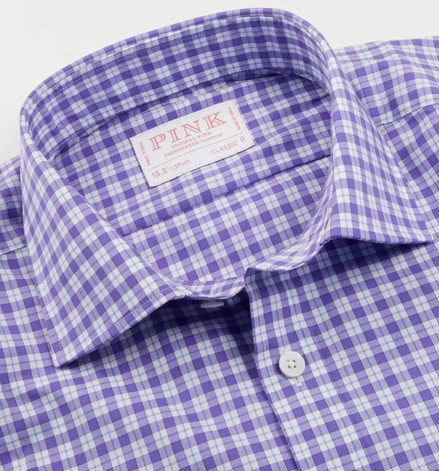 Thomas Pink Classic Fit Check Formal Shirt Purple/White