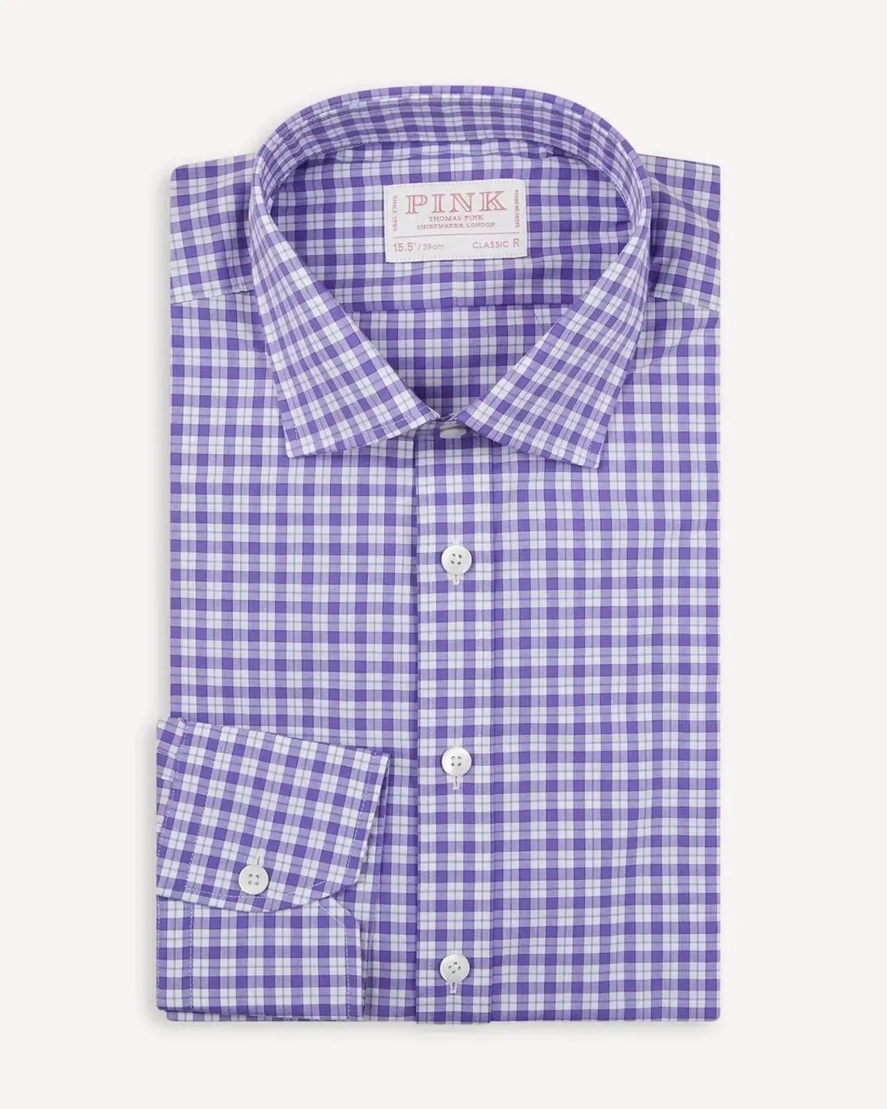 Thomas Pink Classic Fit Check Formal Shirt Purple/White