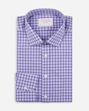 Thomas Pink Classic Fit Check Formal Shirt Purple/White