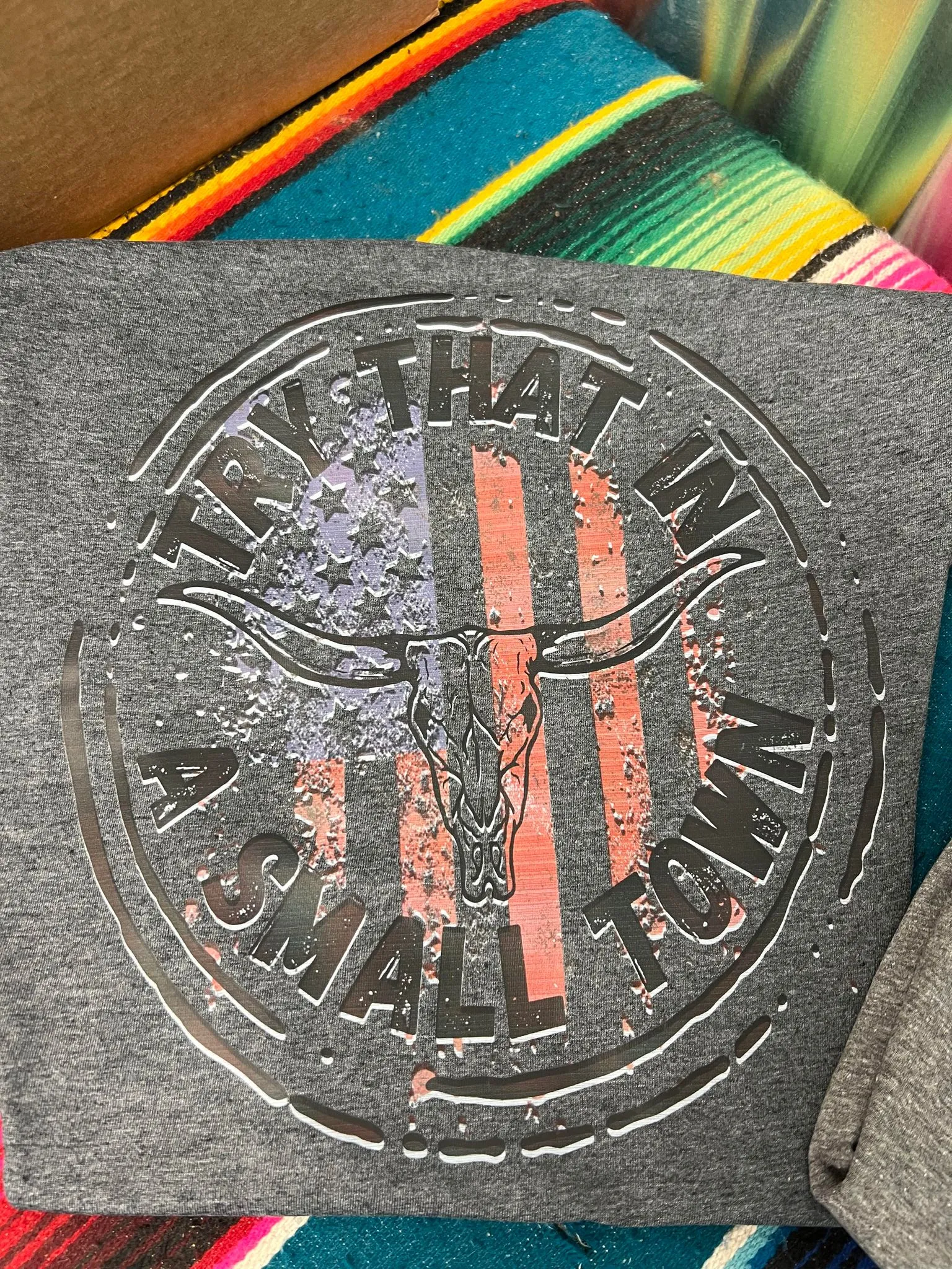 Try That In A Small Town Graphic T-Shirt Light Grey or Dark Gray shirt