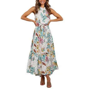 Vintag Floral Sleeveless Long Dress