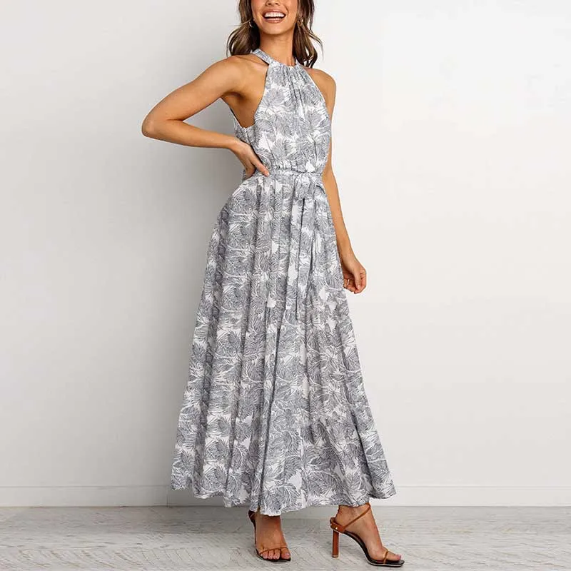 Vintag Floral Sleeveless Long Dress